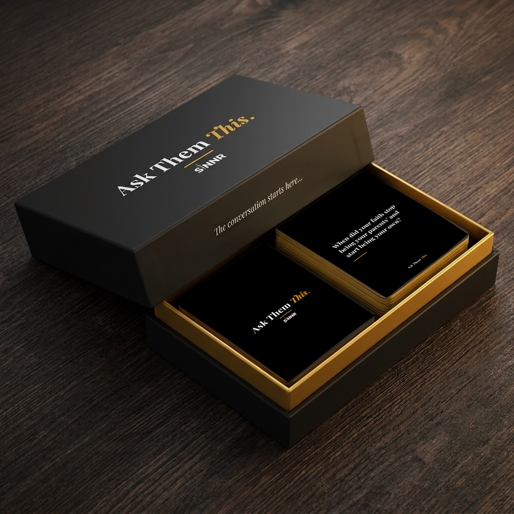 Ask Them This premium card deck in its black and gold gift box